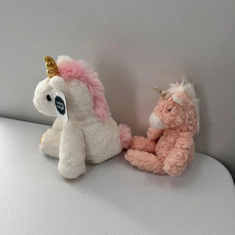 Mary Meyer Unicorn Plush Set -‎ White & Pink Soft Toy Bundle Girls Room Decor